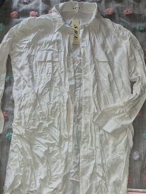 White Long-Sleeve Button-Up Shirt